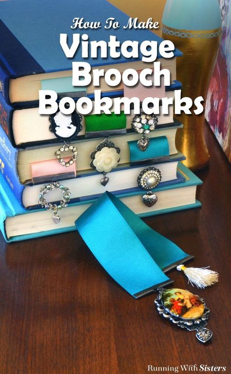 Upcycle rhinestone brooches into Vintage Brooch Bookmarks using metal filigrees and crimp ends. This how-to with video tutorial will show you how to make these pretty gift crafts! Clay Mation, Gift Crafts, Vintage Jewelry Crafts, Brooch Diy, Crafts For Seniors, Book Markers, Metal Bookmarks, How To Make Bookmarks, Fun Craft