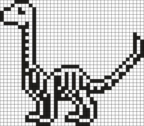 Dinosaur Skeleton Perler Bead Pattern | Bead Sprites | Misc Fuse Bead Patterns Skeleton Perler Beads, Dinosaur Perler Bead Pattern, Pixel Skeleton, Dinosaur Pixel, Dinosaur Skeleton, Pattern Maker, Beaded Art, Kandi Patterns, Bead Sprite