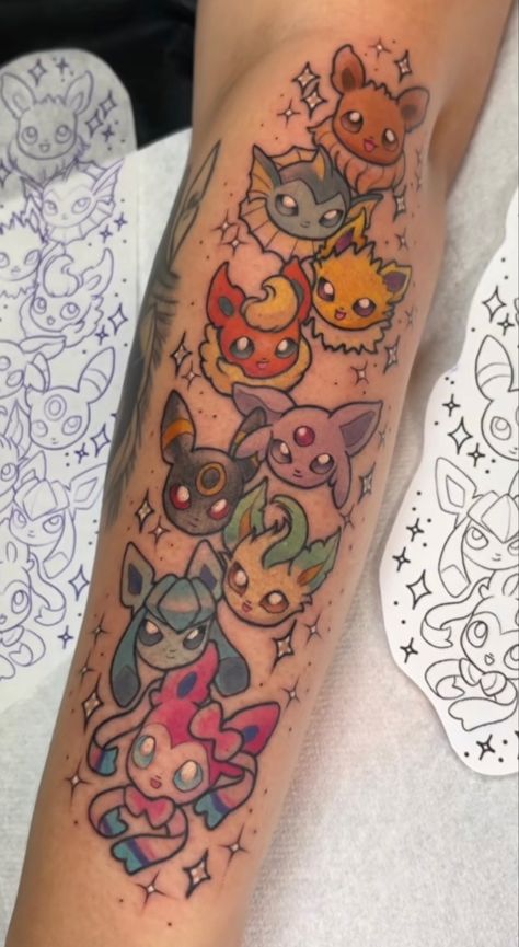 Nintendo Tattoo, Evolution Tattoo, Pokemon Tattoos, Pikachu Tattoo, Small Tattoos For Women, Inner Forearm Tattoo, Pokemon Tattoo, Disney Tattoo, Cute Little Tattoos