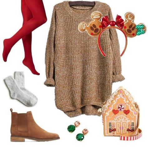 Quirky Christmas Outfit, Epcot Outfit Ideas Christmas, Disney World Thanksgiving Outfits, Plus Size Disney Outfits Christmas, Christmas Outfit Layout, Disneyland Christmas Outfits Women, Christmas Disney Bounding, Disney Inspired Outfits Winter, Christmas Character Outfits