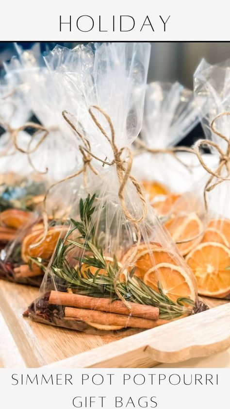 40K views · 1.8K reactions | DIY Holiday Simmer Pot Gift Bags ✨I absolutely love to scent my home during the holidays with a homemade stove top potpourri. I also love entertaining my family and friends and sending them home with a special favor or gift. These simmer pot gift bags are so easy to make and allows your guests to enjoy the fresh fragrance of the season in their own home. I made my favors for Thanksgiving and tied them using twine. You can also give as a favor during your holiday gatherings and use a pretty ribbon to secure your bags. Ingredients 1/4 Cup Dried cranberries 5 Dried orange slices - cut oranges in quarter inch slices,lay on a rack on top of a baking sheet and bake at 200° for four hours turning once each hour. Oranges should be done when they’re a bit translu Thanksgiving Potpourri Gift, Diy Simmer Pot Kit, Homemade Pot Pourri, Christmas Simmer Pot Gift Bag, Stove Potpourri Gift, Potpourri Favor Station, Uses For Dried Orange Slices, Orange Cinnamon Clove Simmer Pot, Potpourri Bags Diy