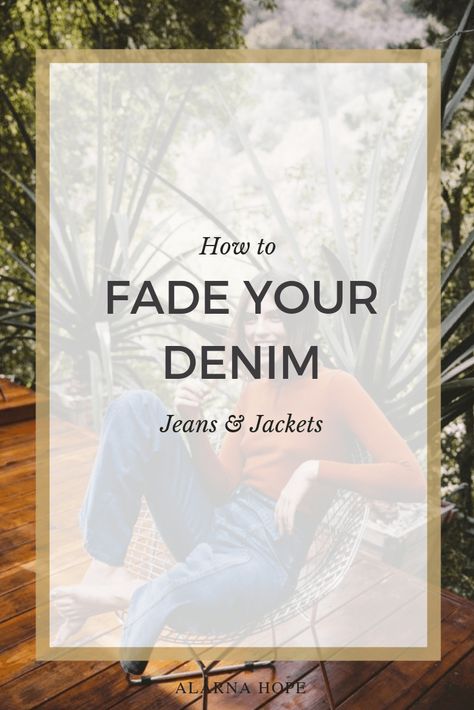 How to fade denim jeans or a denim jacket | Bleaching, Washing & Ageing | Alarna Hope Fashion Stylist Lighten Jeans, Distressed Denim Jacket Diy, Bleach Denim Jacket, Bleach Jeans Diy, Denim Jeans Diy, Dark Jean Jacket, Bleached Denim Jacket, How To Make Jeans, Bleach Denim