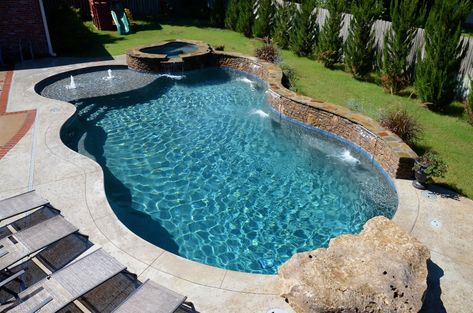 Swimming Pool Ideas, Inground Pool Landscaping, Moderne Pools, Dream Backyard Pool, Pool Features, Freeform Pools, Pools Backyard Inground, Pool Life, Pool Remodel