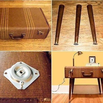 End table Suitcase Furniture, Worst Baby Names, Small Backyard Garden Design, Suitcase Table, Suitcase Decor, Diy Projektit, Old Suitcases, Vintage Suitcases, Living Modern