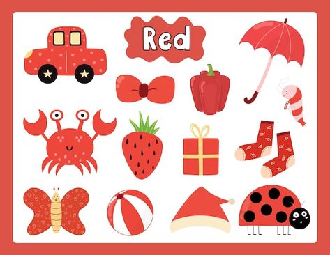 Red Clipart, Drawing Classes, Cartoon Stickers, Color Rojo, Vector Clipart, Art Teacher, Colour Images, Acrylic Colors, Premium Vector