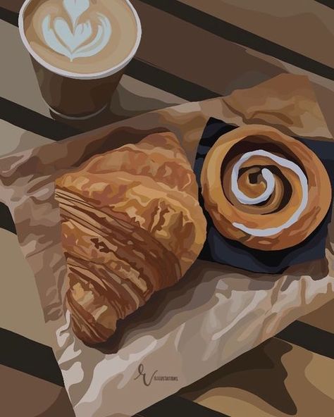 Business Illustrations, Cookies Aesthetic, Artwork Aesthetic, Coffee Aesthetics, Food Illustration Art, Coffee Drawing, Coffee Illustration, Cute Food Art, Illustration Art Drawing