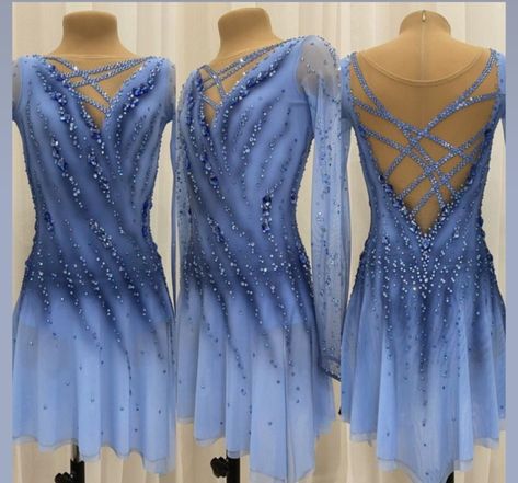 Blue Figure Skating Dress, Ice Skating Competition Dress, Snow Queen Dress, Ice Dance Dresses, Competition Skating Dress, Cute Dance Costumes, Figure Skating Competition Dresses, Figure Skating Outfits, Solo Dress