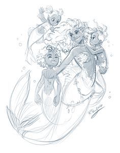 Personal Work (Random Sketches) on Behance Kellee Riley, Children Tattoos, Mermaid Family, Mermaid Cave, Mermaid Sketch, Practice Drawing, Mermaid Drawings, Mermaid Pictures, Drawing Cartoon Characters