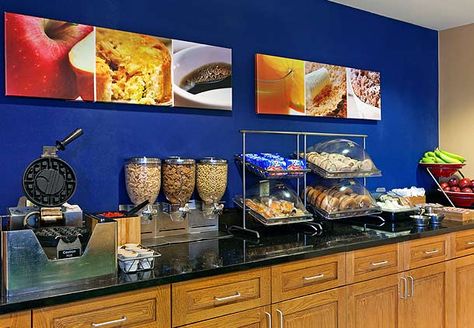 hotel breakfast bar | dining breakfast bar 10 of 20 serving a deluxe continental breakfast ... Tiny Cabin Kitchen, Continental Breakfast Buffet, Hotel Breakfast Buffet, Breakfast Catering, Breakfast Station, Breakfast Hotel, Silicone Food Covers, Hotel Breakfast, Hotel Food