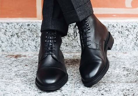 Derby Boots Men Outfit, Cuban Heel Boots Men, Derby Shoes Outfit Men, Black Boots Men Outfit, Mens Formal Boots, Cuban Heel Boots, Derby Boots, Wedding Shoes Boots, Black Blazer Men