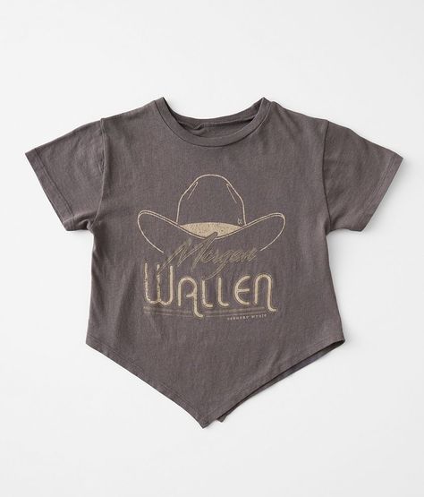 Girls - Morgan Wallen Hanky Band T-Shirt - Grey Small Black Distressed graphic washed t-shirt Body length 17 on size medium. 100% Cotton. Machine wash warm with like colors inside out. Do not bleach. Tumble dry low. Cool iron if needed.. GIRLS' TOP SIZE CONVERSION CHART Top Sizes XXS XS S M L XL Girls' Sizes 5 6-7 8 10 12 14-16 Chest 25-25 1/2 26-26 1/2 27-27 1/2 28-28 1/2 29-29 1/2 30-30 1/2 *Conversion sizes may vary. Measurements based on size medium. Apparel & Accessories > Clothing > Shirts Wallen Shirt, Country Concert Shirts, New Year New Me, Morgan Wallen, Girls Top, Country Concerts, Xl Girls, Concert Shirts, Conversion Chart