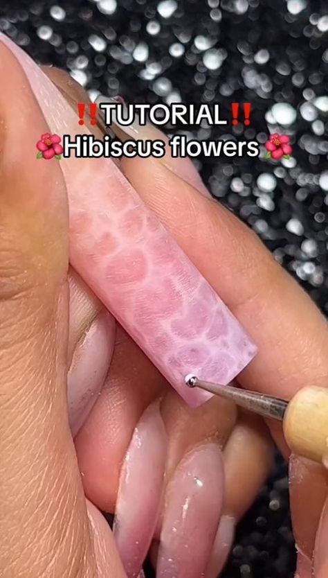 Hibiscus Flowers Acrylic Nail Tutorial #long #nail #ideas Hawaiian Acrylic Nails Art Designs, Cute Nails With Flower Design, Hawaiian Themed Acrylic Nails, Summer Island Nails, Rainbow Hibiscus Nails, Nail Designs Hibiscus Flower, Tropical Simple Nails, Hibiscus Flower Nails Tutorial, Hawaiian Christmas Nails