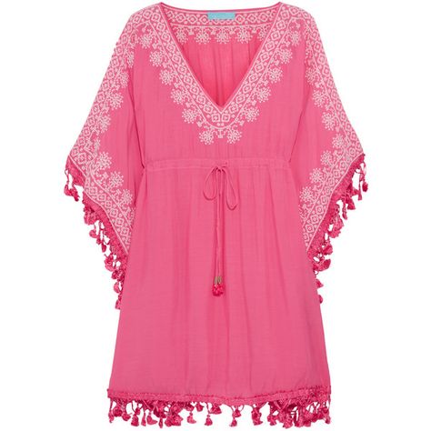 Melissa Odabash Annette embroidered voile kaftan (550 RON) ❤ liked on Polyvore featuring tops, tunics, pink, tassel top, caftan top, kaftan tunic, embroidered tunic and melissa odabash Kaftan Tunic, Embroidered Kaftan, Kaftan Tops, Caftan Tunic, Kaftan Designs, Tassel Top, Women Blouses Fashion, Pink Tunic, Embroidery Top