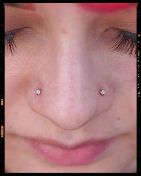 Double Nose Piercing Double Stud Piercing Nose, Nose Peircings Double, Double Nose Stud Piercing, Two Nose Rings On Both Sides, Piercings Nose Double, Nose Piercing Double Side, 2 Stud Nose Piercing, Double Nose Piercing Hoop And Stud, Double Pierced Nose