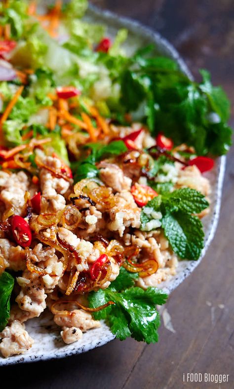 Larb Salad, Gina Livy, Larb Gai, Chicken Larb, Larb Recipe, Craving Tasty, Thai Salad Recipes, Salad With Chicken, Thai Cooking