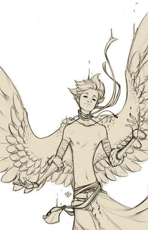 Angelic Art Style, Angel Boy Art, Angel Character Design Male, Angel Character Design, Falling Angel, Simple Happiness, Winged People, Sky People, Winged Angel