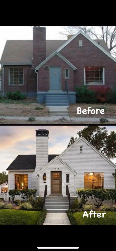 Building Hacks, Exterior House Renovation, House Makeovers, House Before And After, Exterior House Remodel, House Facade, Home Exterior Makeover, Exterior Renovation, Brick Exterior House