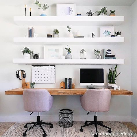 Paradigm Office Interiors on Instagram: “Floating desk and shelf units are a staple for small offices and can help to save a lot of space due to their ability to be fixed to walls…” Scandinavian Workspace, Office Space Inspiration, Small Offices, Shelf Units, Beautiful Modern Homes, Modern Home Offices, Interior Boho, Floating Desk, Office Guest Room