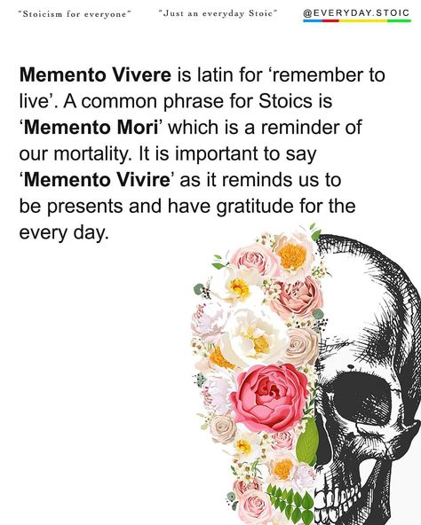 Everyday Stoic on Instagram: “Memento Mori or Memento Vivere, what do you prefer? . I've noticed a mistake in my text, you can point it out if you like. .…” Memento Mori Tattoo Meaning, Momento Vivere Meaning, Memento Vivere Meaning, Momento Vivere Momento Mori Tattoo, Memento Mori Memento Vivere Tattoo Women, Momento Mori Tattoo For Women, Memento Vivere Tattoo Ideas, Momento Mori Memento Vivere Tattoo, Momento Vivere Tattoo