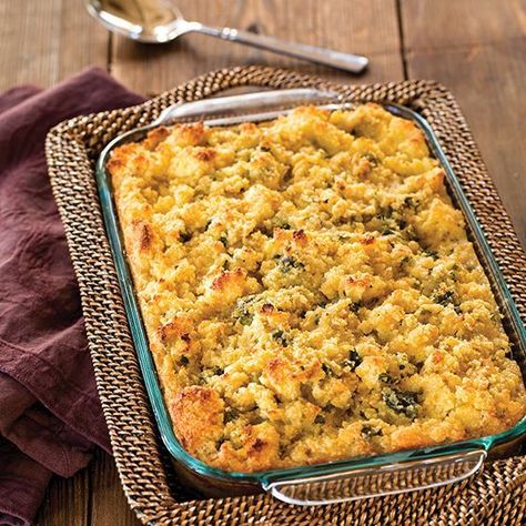 No Southern Thanksgiving table would be complete without this classic cornbread dressing. Cornbread Dressing Paula Deen, Paula Deen Cornbread, Homemade Cornbread Dressing, Classic Cornbread, Dressing Recipes Thanksgiving, Philadelphia Torte, Cornbread Dressing Southern, Bread Dressing, Southern Thanksgiving