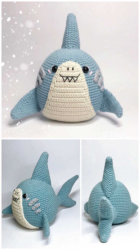 Crochet Baby Shark Amigurumi Free Pattern - Amigurumi Shark Amigurumi Free Pattern, Shark Crochet, Amigurumi Shark, Crochet Lovely, Crochet Shark, Crochet Amigurumi Patterns, Free Crochet Amigurumi, Shark Pattern, Boys Pattern