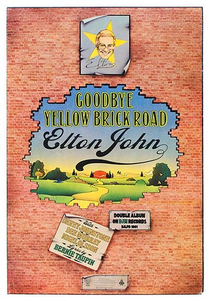 Elton John Elton John Posters, Elton John Illustration, Elton John Artwork, Album Covers Elton John, Yellow Brick Road Elton John, Elton John Goodbye Yellow Brick Road Poster, Bernie Taupin, Goodbye Yellow Brick Road, Brick Road