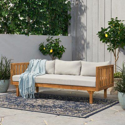 Wooden Couch, Patio Daybed, Wood Daybed, Outdoor Loveseat, Outdoor Daybed, Balcony Furniture, Inspire Me Home Decor, Patio Sectional, Sunbrella Cushions