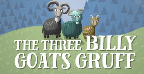 Bilingual English children's stories with audio | The Fable Cottage The Three Billy Goats Gruff, Three Billy Goats Gruff, Billy Goats Gruff, The Fable, Children's Stories, Childrens Stories, Green Grass, Chocolate Cake, Goats