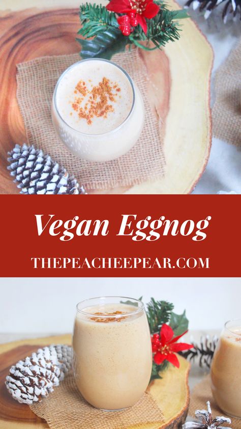 Vegan Eggnog-Is it even the holidays without enjoying a nice glass of eggnog? I really love eggnog and love enjoying different kinds of eggnog during the holidays. Classic eggnog, healthy eggnog, adult eggnog, etc. This seasons I have already been indulging in this vegan version. via @ThePeacheePear Make Eggnog, Turmeric Latte Recipe, Vegan Eggnog, Christmas Eggnog, Vegan Recipes Plant Based, Vegan Drinks, Eggnog Recipe, Vegan Holidays, Best Vegetarian Recipes