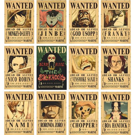 Straw Hat Pirates Wanted Poster, Ace Manga, One Piece D, Straw Hat Crew, Award Poster, One Piece Bounties, Yellow Crafts, Wanted Poster, Anime Decor