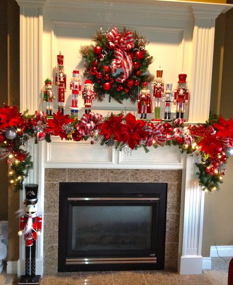 Nutcracker Christmas Mantle. Mantle Christmas Decor Ideas, Diy Christmas Mantel, Diy Christmas Fireplace, Christmas Fireplace Mantels, Holiday Mantel, Christmas Mantle Decor, Christmas Fireplace Decor, Christmas Mantel Decorations, Christmas Mantle