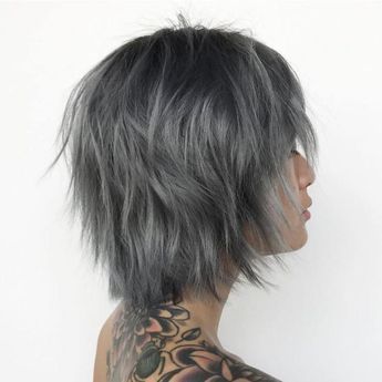 Short Hair, Endless Rainbow Hairstyle Possibilities Grey Haircuts, Silver Hair Short, Dark Silver Hair, Short Grey Haircuts, Charcoal Hair, Dark Grey Hair, Grey Hair Looks, Grey Hair Dye, Short Dark Hair