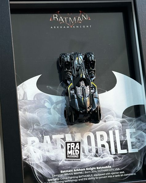 SALE: Framed wall art with Hotwheel’s Arkham Knight Batmobile for your office or home walls - DM to order! Car: Hotwheel Arkham Knight Batmobile Die Cast Metals 1:64 Scale Frame Size - black, 13x18 cm (5x7”) Price - ₹1099 (Limited Time Launch Offer) + Shipping. Stock: (LIMITED - Only 1 Qty) Inclusions: (Frame with poster + Diecast Car + Free adhesive hook) In Batman: Arkham Knight, the Batmobile is no longer just a means of transportation, it's a true weapon and extension of Batman's arsena... Arkham Knight Batmobile, Batman Wall Art, The Batmobile, Collectible Display, Batman Arkham Knight, Car Frames, Tech Art, Arkham Knight, Batman Arkham