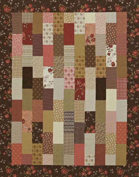 Stacked Rectangles Quilt - might be easy enough for me - totally diff fabrics. Colchas Quilting, Layer Cake Quilt Patterns, Quilt Layers, Cake Quilt, Row Quilt, Layer Cake Quilts, Beginner Quilt Patterns, Easy Quilt Patterns, Strip Quilts