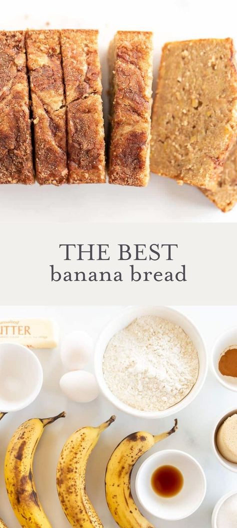 Incredibly moist banana bread with buttery brown sugar flavor and a tender crumb made without baking soda or baking powder! Make it in just a few minutes with ripe bananas and staple ingredients! Banana Bread Recipe Baking Powder Only, Banana Bread No Vanilla Extract, No Baking Powder Banana Bread, Desserts Without Baking Powder, Banana Bread Recipe Without Baking Powder, Banana Bread Recipe Without Baking Soda Or Baking Powder, Banana Bread Recipe No Baking Powder, Easy Banana Bread Recipe Without Baking Soda, Banana Bread No Baking Powder