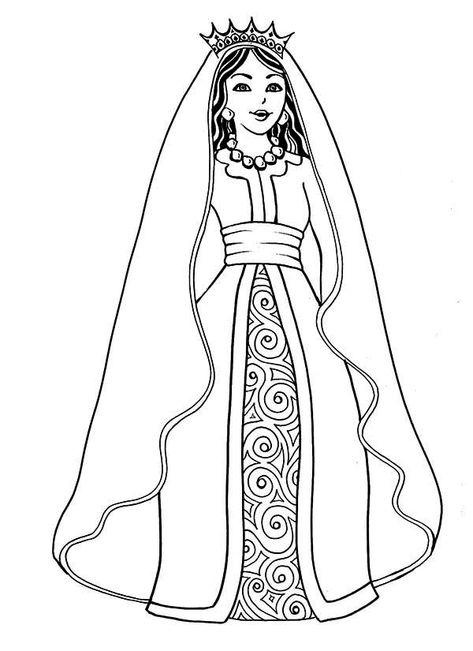 Purim Crafts, Esther Bible, Story Of Esther, Queen Drawing, Queen Esther, Bible Coloring Pages, Church Crafts, Bible Coloring, San Francesco