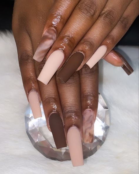 Orlando Nail Tech 💕 on Instagram: “send nudes💕 • link to book in bio! • @charismaticnails_ 💕 #orlandonails #ucfnails #ucfhair #orlandohair #jaxnails #pinknails…” Nail Designs Mid Length, Nails Acrylic Brown, Dark Skin Nails, Nail Designs Bling, Brown Acrylic Nails, Square Nail, Brown Acrylic, Nails Nude, Dope Nail Designs