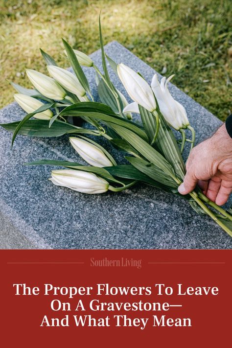 Learn about the symbolic meanings of flowers often used to remember loved ones who've passed at funerals or cemeteries. #gardening #flowers #gravestone #southerngardening #southernliving Grave Flowers Cemetery, Meanings Of Flowers, Hyacinths Garden, Symbolic Meanings, Grave Flowers, Plant Zones, White Iris, Southern Garden, Cemetery Flowers