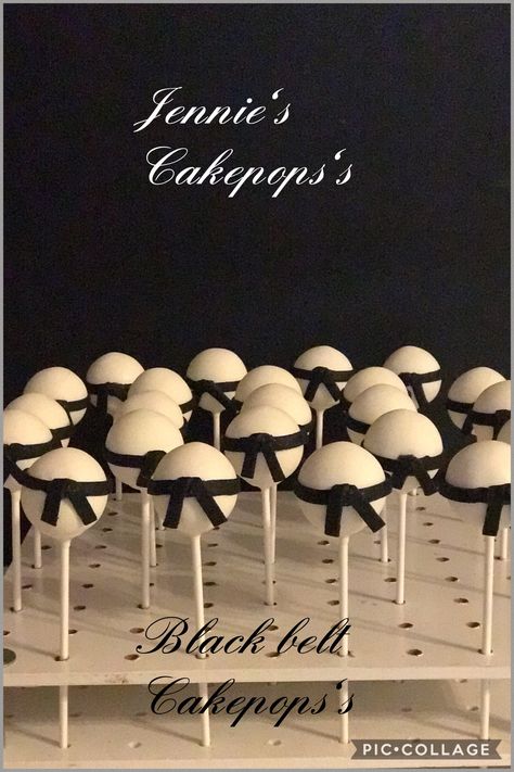 Black Belt Cupcakes, Karate Theme Cake Pops, Jiu Jitsu Theme Party, Judo Birthday Party Ideas, Tae Kwon Do Birthday Party, Black Belt Party Taekwondo, Black Belt Party Ideas, Martial Arts Birthday Party Ideas, Jiu Jitsu Birthday Party Ideas