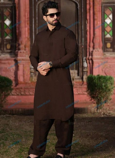 Dark Brown Plain, Cultural Clothing, Kurta Pajama Men, Brown Plain, Kurta Cotton, Mens Photoshoot Poses, Classy Outfits Men, Mens Kurta, Indian Kurta