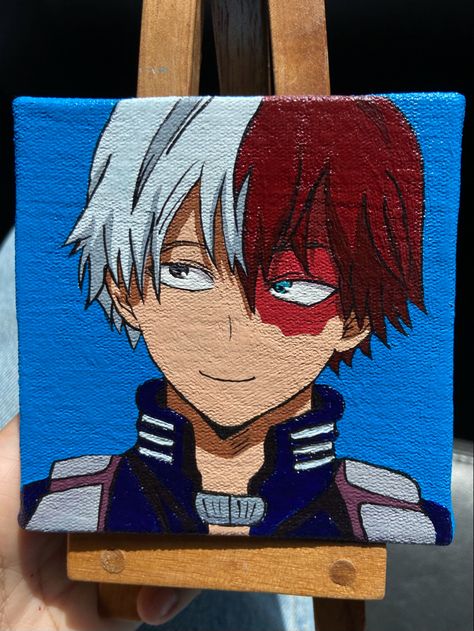 Easy Anime Painting Ideas On Canvas, Todoroki Painting, Anime Painting Acrylic, Anime Canvas Painting, Ronaldo Quotes, Canvas Acrylic Painting, Anime Canvas Art, Anime Uwu, Canvas Paint