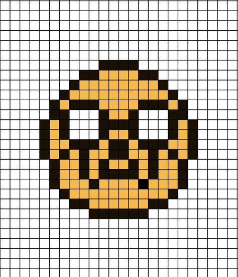 A pixel art template of Jake's face from Adventure Time, the cartoon series. Pickle Rick Pixel Art, Square Drawing Ideas, Adventure Time Pixel Art, Pixel Art Facil, Face Pixel Art, Square Drawing, Art Perle, Easy Pixel Art, Pixel Art Templates