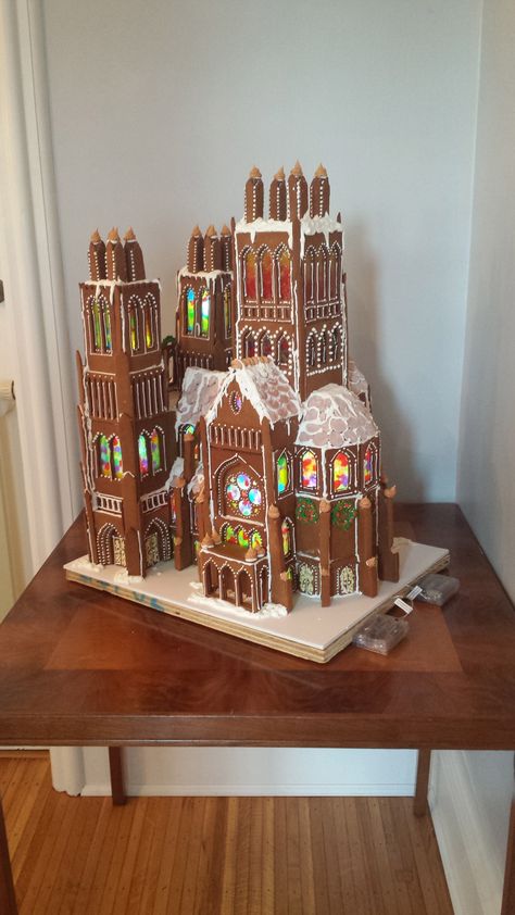 Gingerbread House Designs Creative, Architectural Gingerbread House, Ginger Bread Mansion, Amsterdam Gingerbread House, Gingerbread Cathedral, Gingerbread House Amsterdam, Graham Cracker Gingerbread House, Gingerbread House Template, Cool Gingerbread Houses