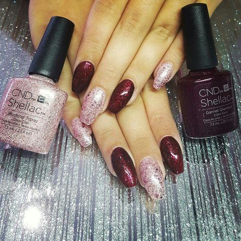 Blushing Topaz and Garnet Glamour Nails Shallec, Christmas Shellac Nails, Maroon Shimmer Nails, Cnd Shellac Oxblood, Cnd Shellac Holographic, Cnd Purple Shellac Colors, Cnd Nail Polish, Cnd Shellac Garnet Glamour, Shellac Ideas