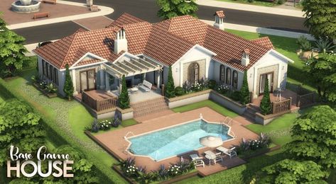 Casas The Sims Freeplay, Cc The Sims 4, Oasis Springs, Lotes The Sims 4, The Sims 4 Lots, San Myshuno, Sims 4 Speed Build, Sims 4 House Plans, Mediterranean House