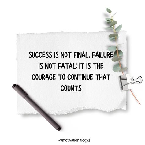 Success is not final, failure is not fatal: It is the courage to continue that counts motivation, inspiration, motivationalquotes, inspirationalquotes, positivity, mindset success selflove goals believe dreambig positivevibes entrepreneur growthmindset selfcare hustle mindfulness wellness confidence determination empowerment leadership Failure Is Not Fatal, Positivity Mindset, Success Is Not Final, Uplifting Words, Quote Board, Stay Inspired, Daily Motivation, Motivation Inspiration, Positive Vibes