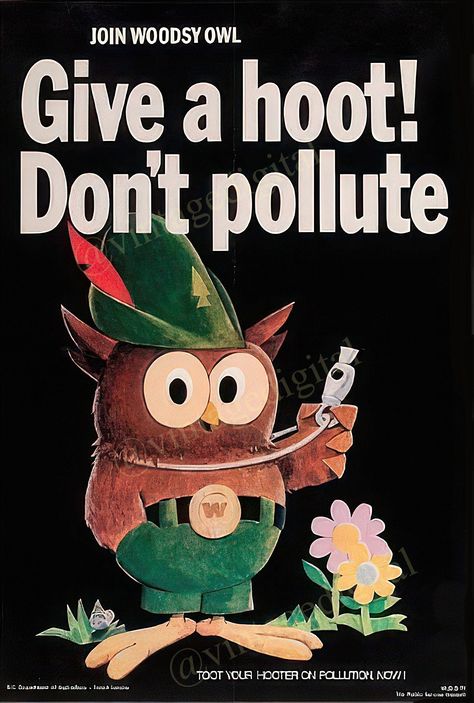 Vintage 1970s Woodsy Owl Give a Hoot, Don't Pollute Replica Digital Ad - Download Printable - Instant Download! by VintageDigitalNow on Etsy Woodsy The Owl, Woodsy Owl, Retro Cabin, American Folklore, Smokey Bear, Catchy Slogans, Smokey The Bears, 70s Era, Art Download