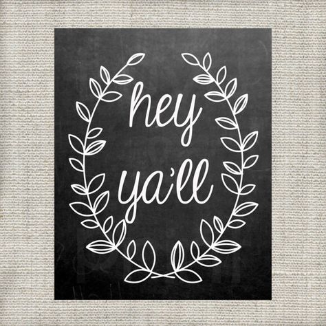 Hey Ya'll Script Font Chalkboard Printable by LoveandPrint on Etsy Chalkboard Doodles, Hey Ya, Letter Diy, Chalkboard Printables, Texas Decor, Southern Sayings, Chalkboard Designs, Hey Yall, Pallet Painting