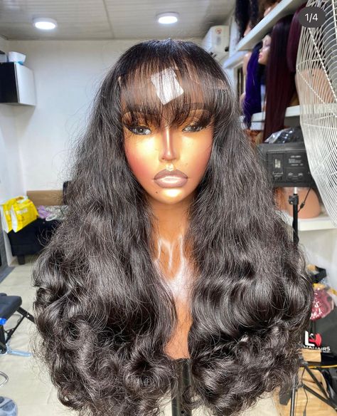 18" closure fringe 300g with 5x5 Can be styled as Centre or side part layered 500k Pretty Wigs, Black Hairstyles, Side Part, Lace Wig, Lace Wigs, Black Hair, Wigs, Hairstyles, Hair Styles