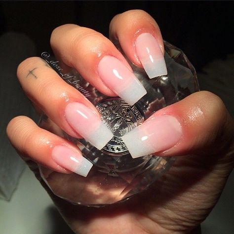 ✞THEmeanestWITCH✞ Natural Looking Acrylic Nails, Pink And White Nails, Natural Looking Nails, Natural Acrylic Nails, Clear Acrylic Nails, Clear Nails, Square Acrylic Nails, Short Acrylic Nails, Square Nails